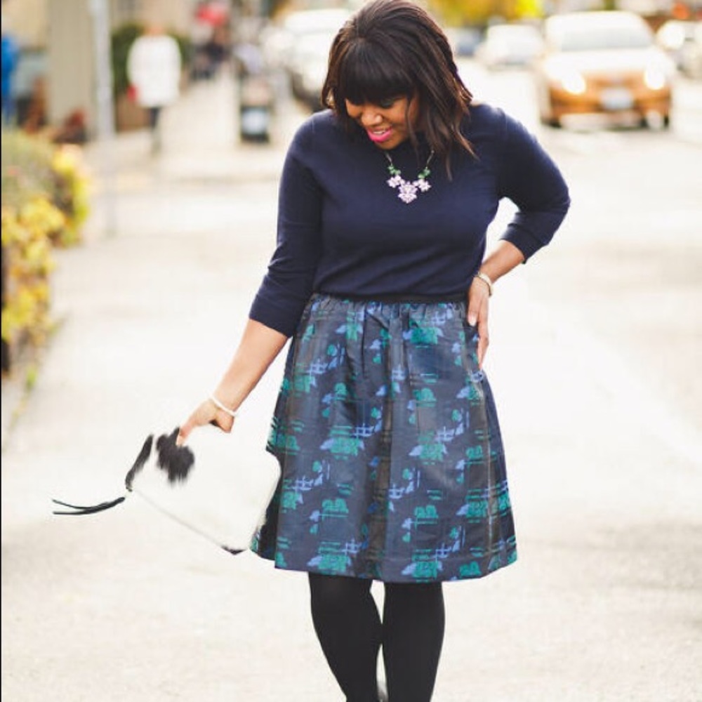 J. Crew | Floral Plaid Full Skirt w/Pockets